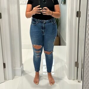 Forever 21 Blue Distressed Skinny Jeans